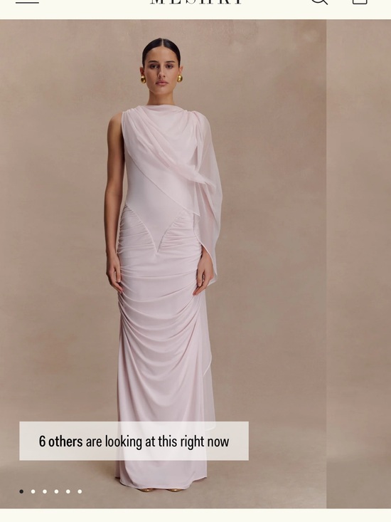 Meshki Dresses & Skirts - Meshki Amandine One-Shoulder Draped Maxi Gown in Light Pink